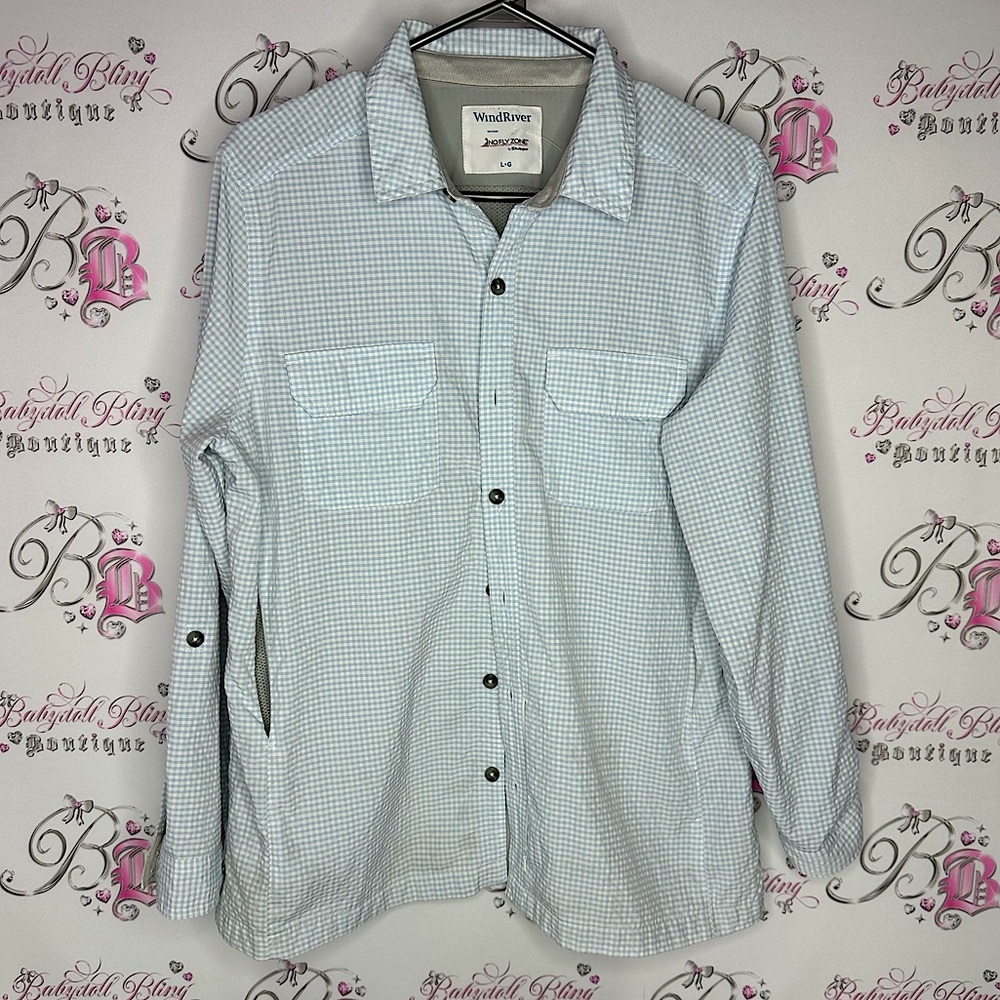 Windriver jacket mosquito repellent technology picnic pattern blue white plaid